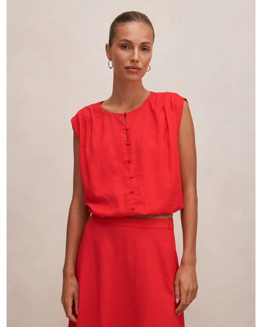 Forever New Red Naia Bubble Hem Top