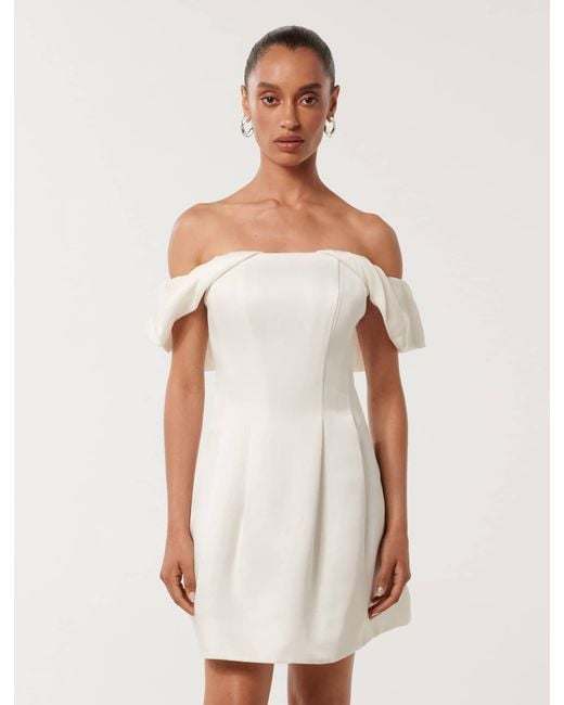 Forever New White Jacquie Petite Off Shoulder Dress