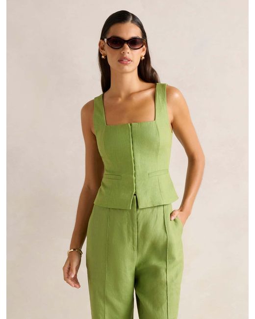 Forever New Green Posey Square-Neck Waistcoat Top