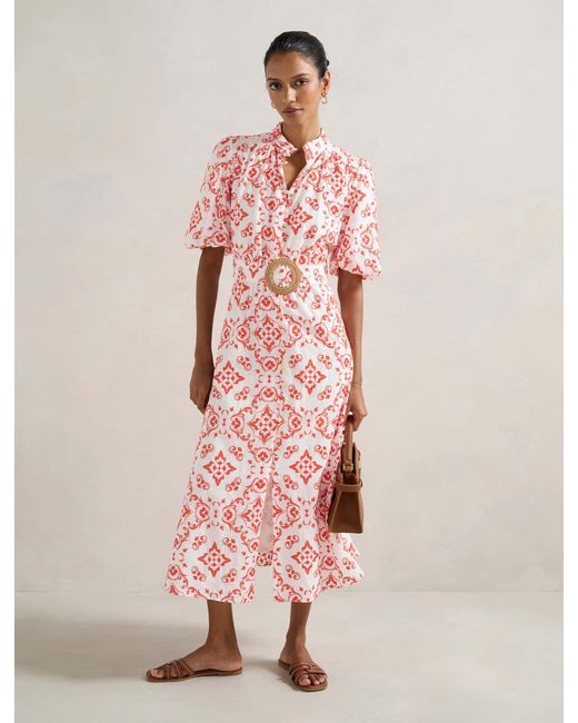 Forever New Pink Rhiannon Petite Embroidered Midi Dress