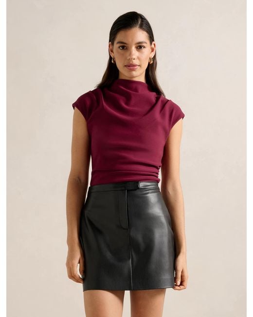 Forever New Red Leenah High-Neck Crepe Top