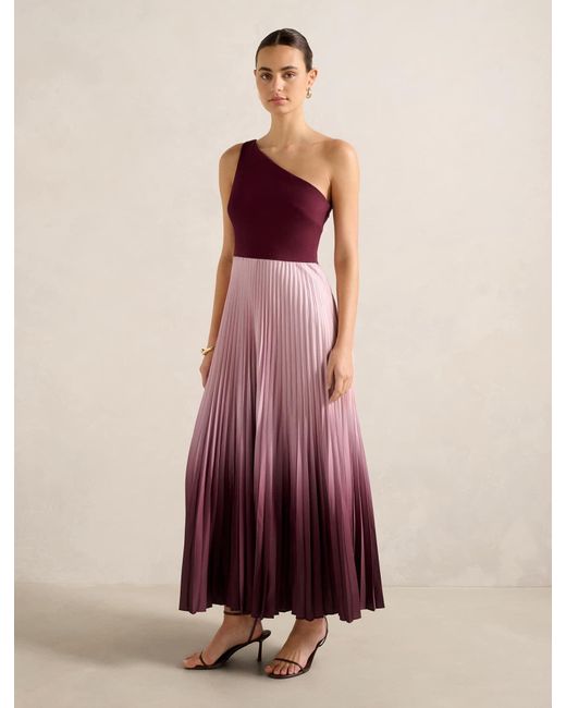 Forever New Pink Olena One-Shoulder Pleated Midi Dress