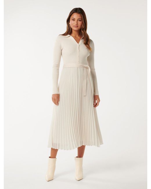 Forever New Natural Molly Pleated Polo Dress