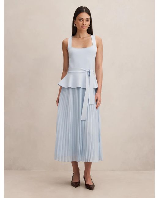 Forever New Natural Peony Pleat Mixed Dress