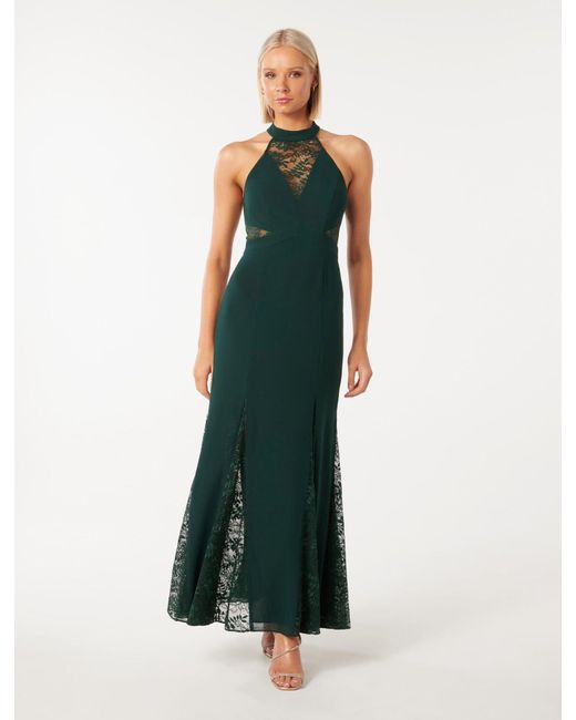 Forever New Green Winslet Lace Detail Maxi Dress