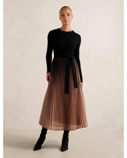 Forever New Natural Celina Ombre Metallic Midi Dress