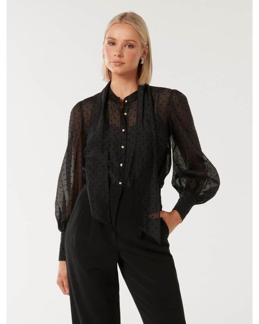 Forever New Black Vienna Organza Blouse