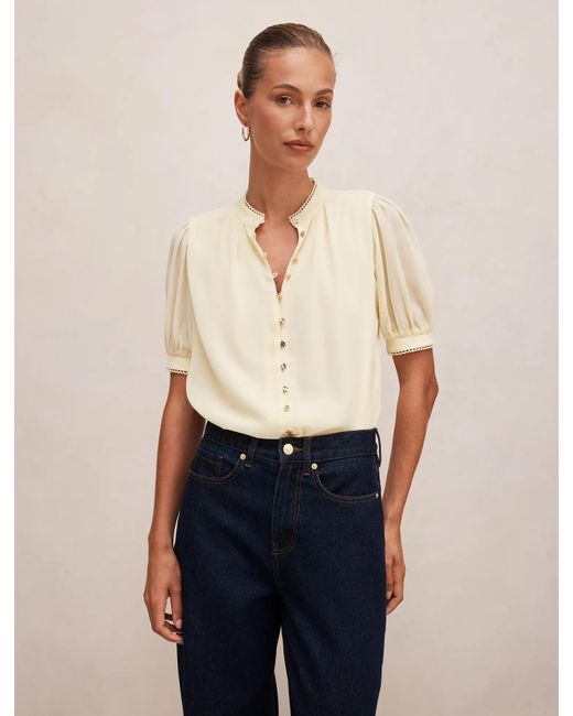 Forever New Blue Leighton Short Sleeve Blouse