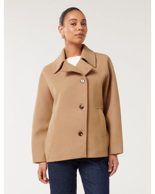 Forever New Natural Suzie Collared Coat