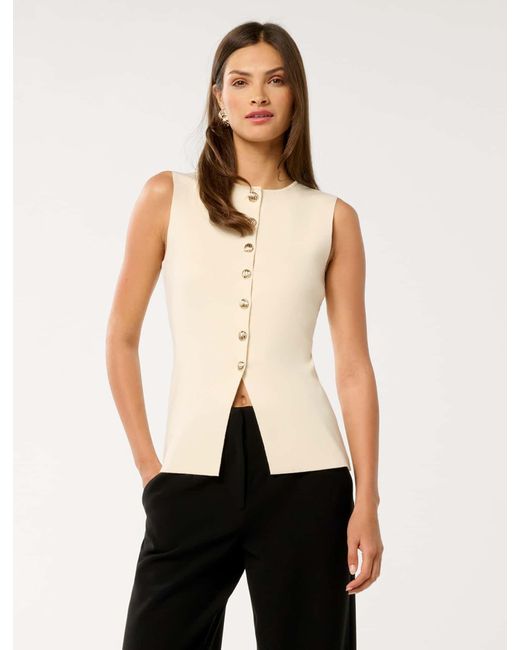 Forever New White Lauren Button-Through Waistcoat Top