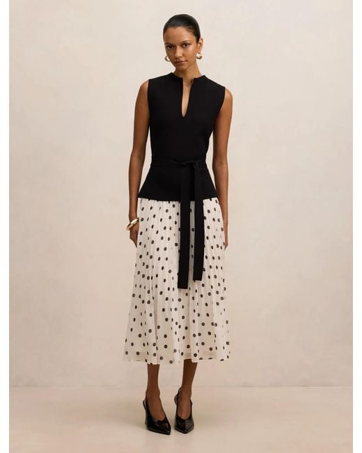 Forever New Natural Tanya Petite Woven Mix Knit Dress