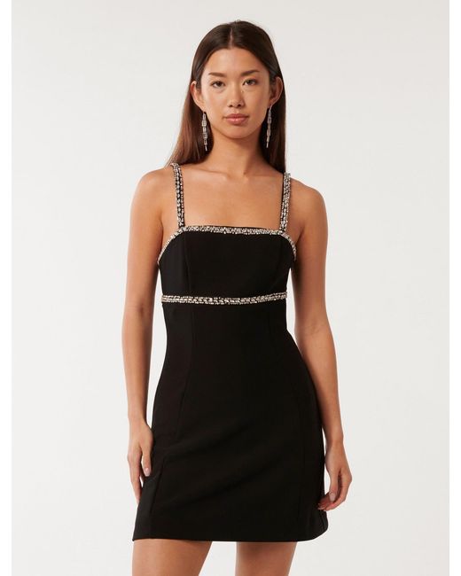 Forever New Black Tiana Embellished Mini Dress