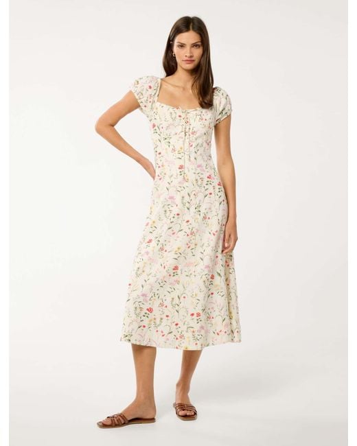 Forever New Natural Sallie Tie Front Midi Dress