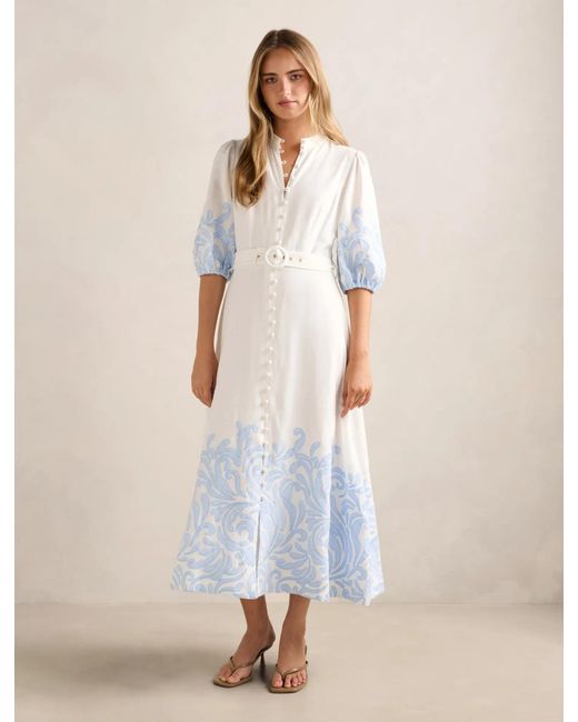 Forever New Natural Esther Embroidered Midi Dress