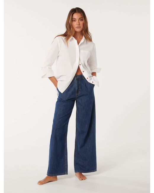 Forever New Blue Pippa Wide-Leg Jeans