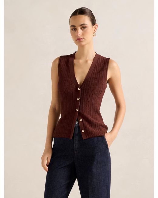 Forever New Blue Ivy Pointelle Waistcoat