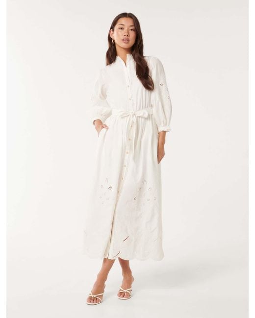 Forever New Natural Aisha Broderie Midi Dress