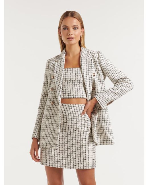 Forever New White Pearl Bouclé Jacket