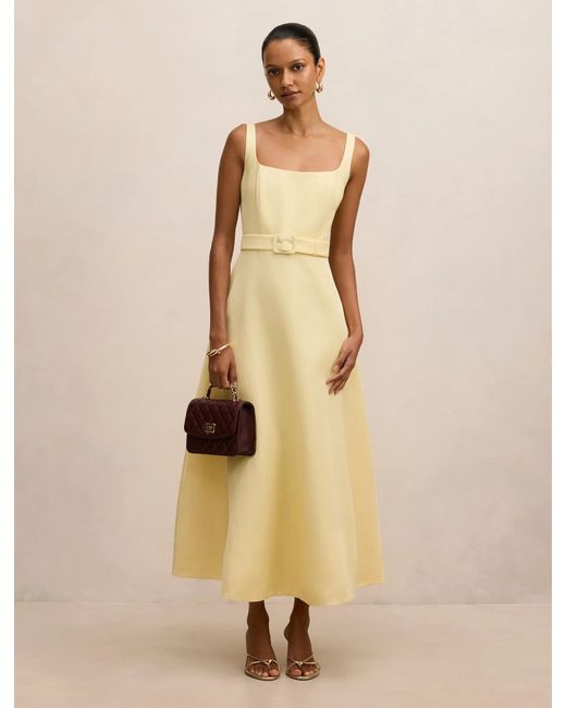 Forever New Natural Hayden Petite Square Neck Midi Dress
