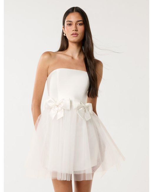 Forever New White Camelia Strapless Mini Dress