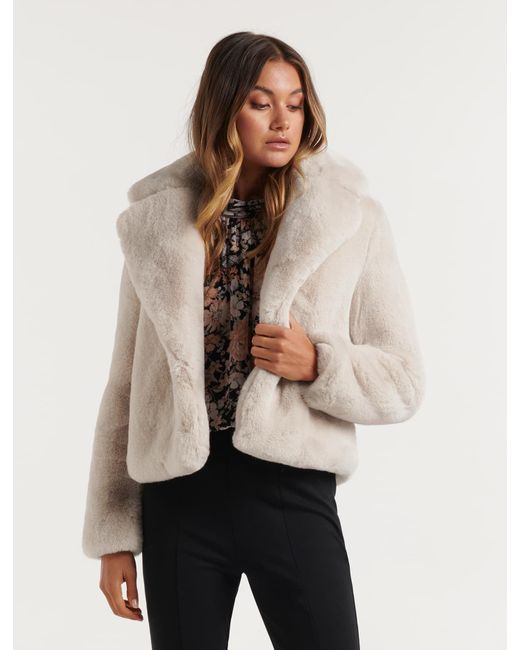 Forever New Natural Alicia Fur Coat