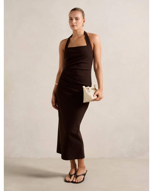 Forever New Natural Georgie Halter Ruched Bodycon Dress