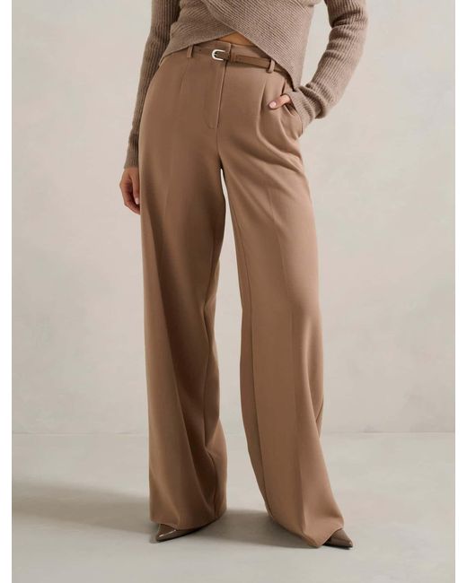 Forever New Brown Chantelle Belted Wide Leg Trousers