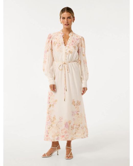 Forever New Natural Primrose Petite Trim Detail Midi Dress