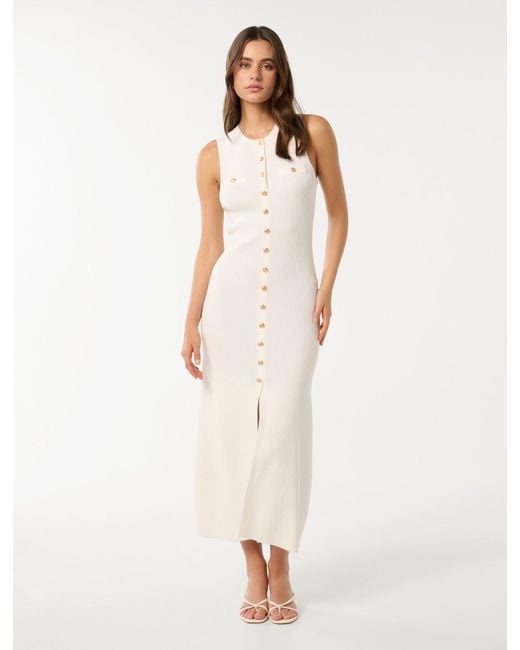 Forever New Natural Kelly Button-Through Knit Dress