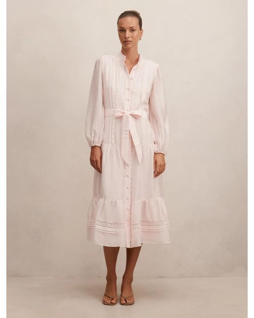 Forever New Natural Rachel Lace Trim Midi Dress