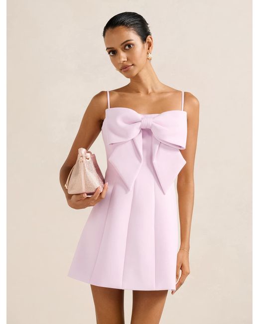 Forever New Pink Hayley Petite Bow Front Mini Dress