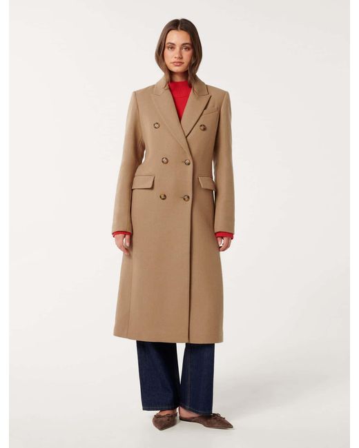 Forever New Natural Chandelle Double Breasted Coat