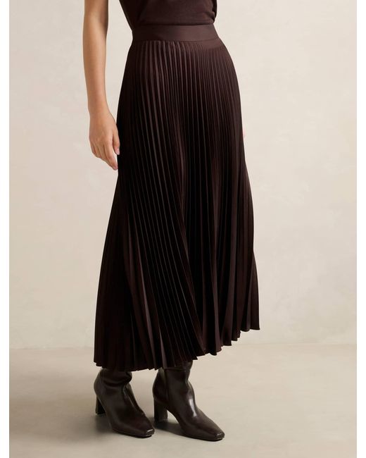 Forever New Black Estelle Satin Pleated Midi Skirt