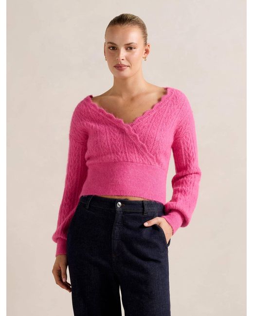 Forever New Pink Kylie Stitch Wrap Jumper