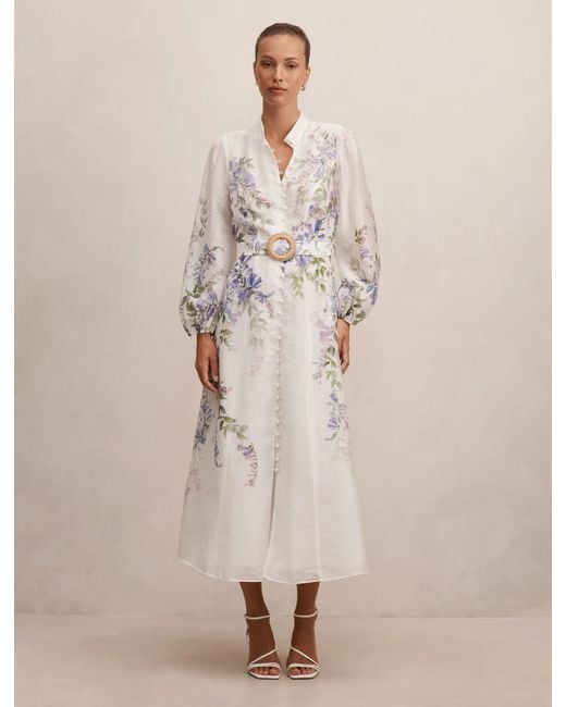 Forever New Natural Sheridan Placement Print Midi Dress