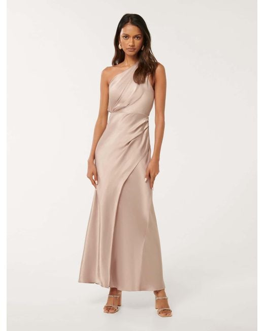 Forever New Natural Emily Petite One-Shoulder Maxi Dress
