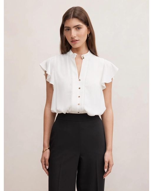 Forever New White Jennie Trim Detail Blouse