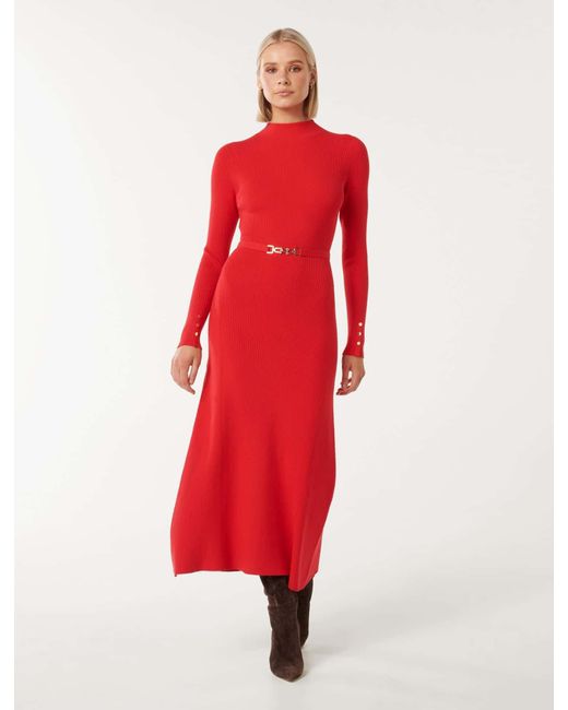 Forever New Red Brielle Fit And Flare Midi Dress