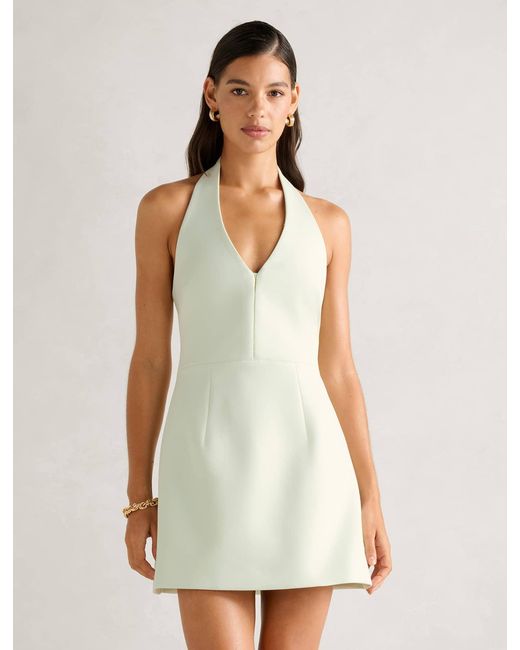 Forever New White Ricki Halter Hook And Eye Mini Dress