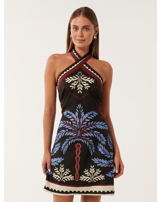 Forever New Black Adara Halter-Neck Mini Dress