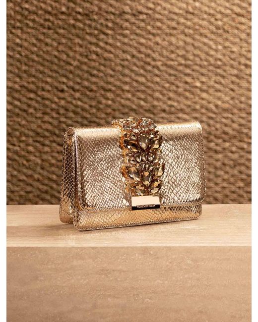 Forever New Brown Signature Lucille Crystal Clutch Bag