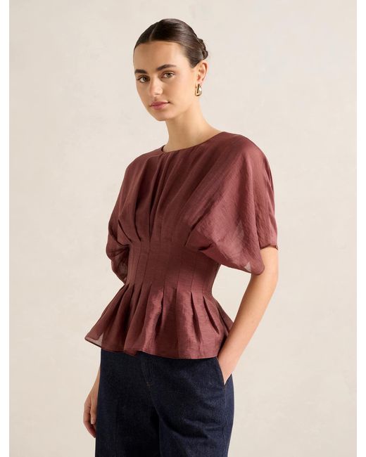 Forever New Red Pleated Top