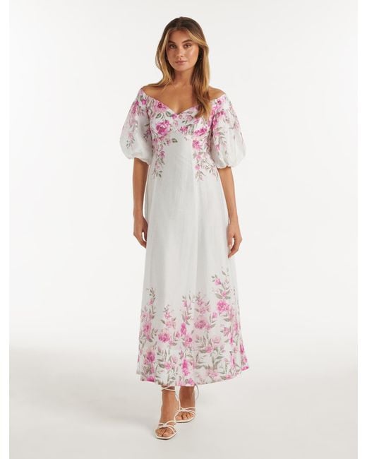 Forever New Lisa marie Off shoulder Maxi Dress in White Lyst UK