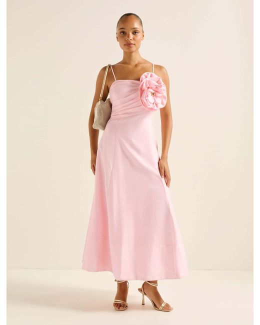 Forever New Pink Felicia Structured Flower Midi Dress