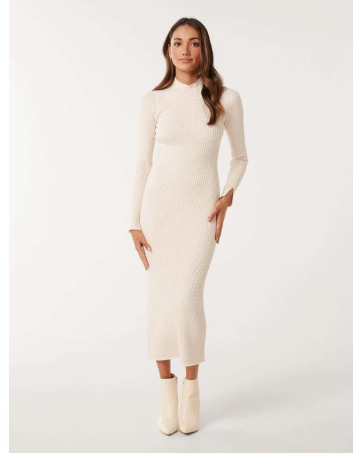Forever New Natural Georgia Petite Textured Knit Dress