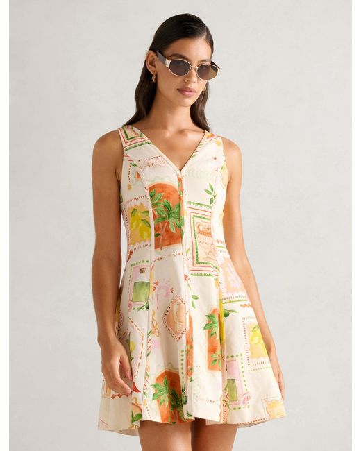 Forever New Multicolor Fran Fit & Flare Linen Mini Dress