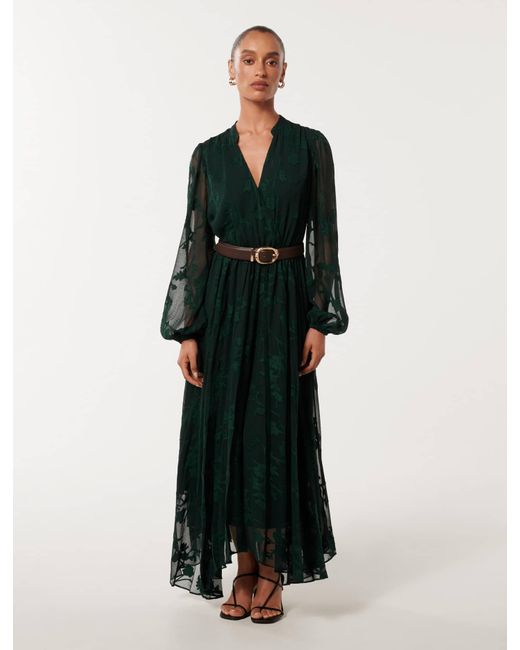 Forever New Green Gabriella Petite Textured Midi Dress