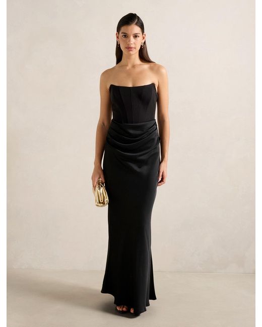 Forever New Natural Isra Drape Strapless Maxi Dress