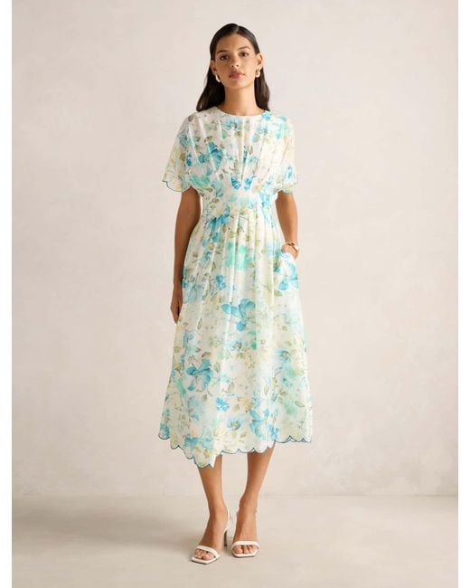 Forever New Green Eve Scallop Trim Midi Dress