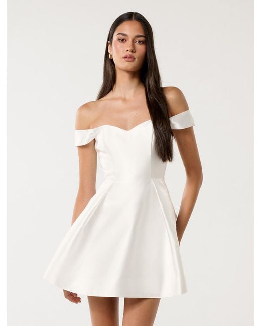 Forever New White Annie Short-Sleeve A-Line Mini Dress